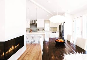 Flare: Left Corner 80" Fireplace with 30" Extra High Glass