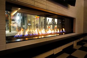 Flare: See-Through 100" Commercial Fireplace with 30" Extra High Glass